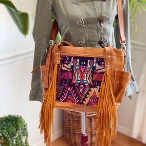 Gorgeous genuine leather fringe bag from Guatemala